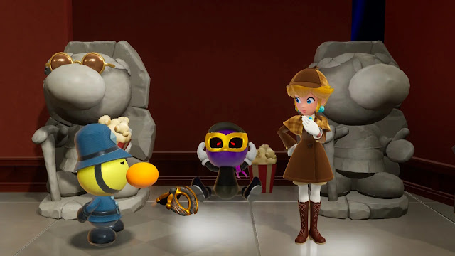 Análisis Princess Peach: Showtime! Switch Encontrar enemigos con la detective recuerda mucho al Phoenix Wright