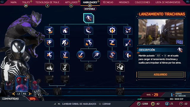Análisis de Marvel's Spiderman 2 en PS5 6 Análisis review Spiderman 2 en PS5 - árbol de habilidades