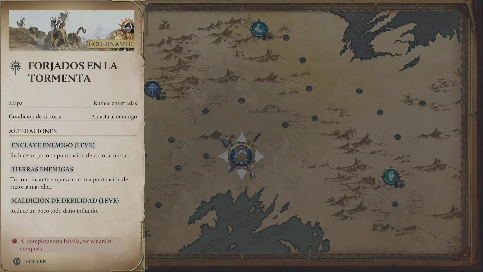 Crítica Warhammer Age of Sigmar: Realms of ruin El modo conquista es pertido y ofrece un reto interesante tras el modo historia.
