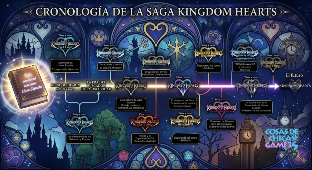 Cronología Kingdom Hearts: Cómo entender su historia sin perderse en el intento Cronología e historia de la saga Kingdom Hearts - Todo comenzó con una Llave Espada