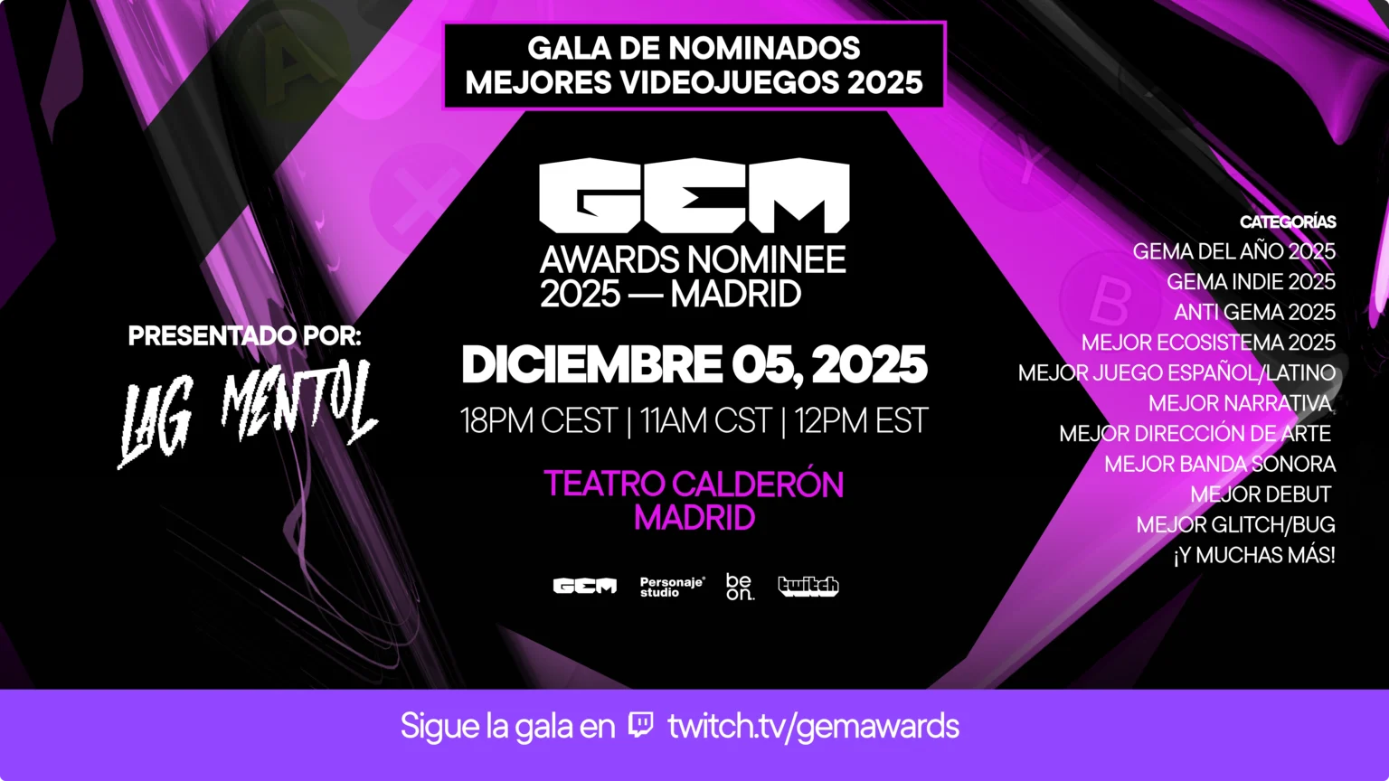 Los GEM Awards 2025 ya están aquí: fechas, nominados y todo lo que se viene GALA NOMINADOS GEM AWARDS 2025