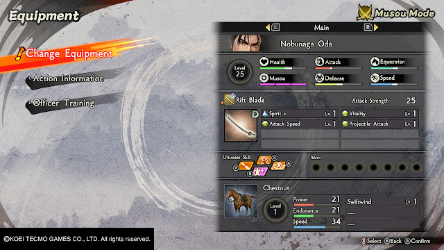 Oda Nobunaga Menu de preparación Samurai Warrior 5 Nitendo Switch Oda Nobunaga Menu de preparación Samurai Warrior 5 Nitendo Switch