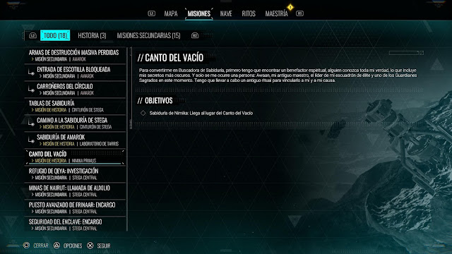 Análisis Chorus en PS5 La ayuda de la lista de misiones para entender la historia.