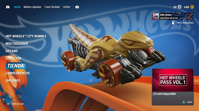 Hot Wheels Unleashed para PS4 - menu Hot Wheels Unleashed para PS4