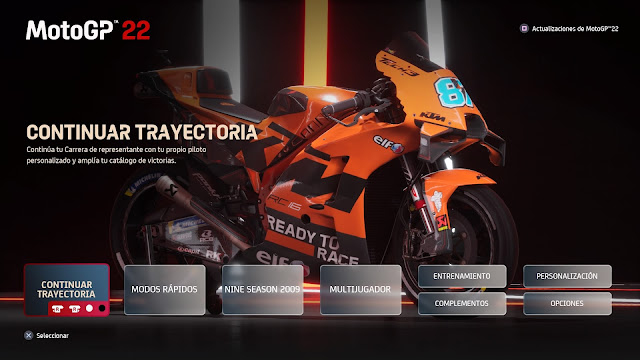 análisis de MotoGP 22 para PS4 - menu análisis de MotoGP 22 para PS4