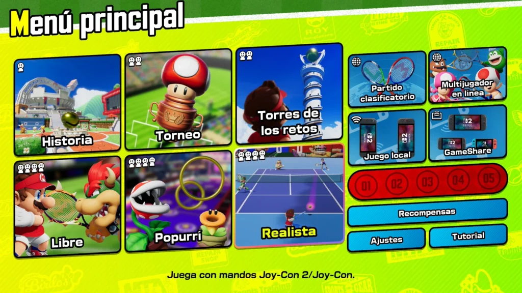 Análisis Mario Tennis Fever en Nintendo Switch 2 15 Análisis Mario Tennis Fever en Nintendo Switch 2 - opciones de juego