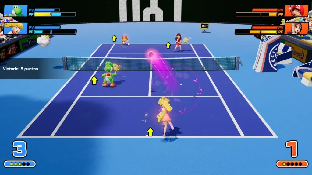 Análisis Mario Tennis Fever en Nintendo Switch 2 11 Análisis Mario Tennis Fever en Nintendo Switch 2 - Partida a dobles