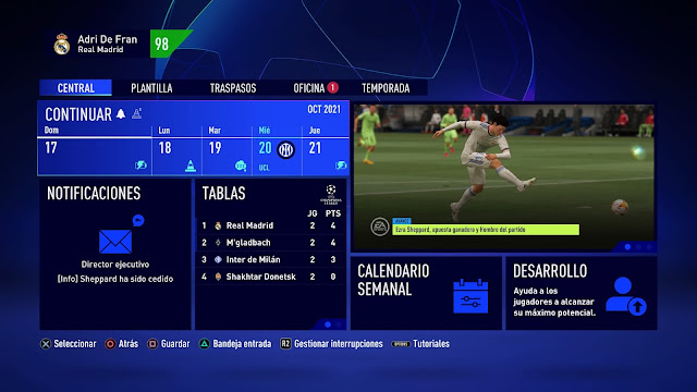 Análisis de Fifa 22 para PS4 - menu mi carrera Análisis de Fifa 22 para PS4