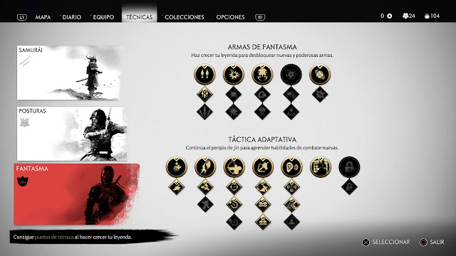 Análisis-Ghost-of-Tsushima-en-PS4 Técnicas Samurái Posturas Fantasmas Habilidades Menú Análisis-Ghost-of-Tsushima-en-PS4 Técnicas Samurái Posturas Fantasmas Habilidades Menú