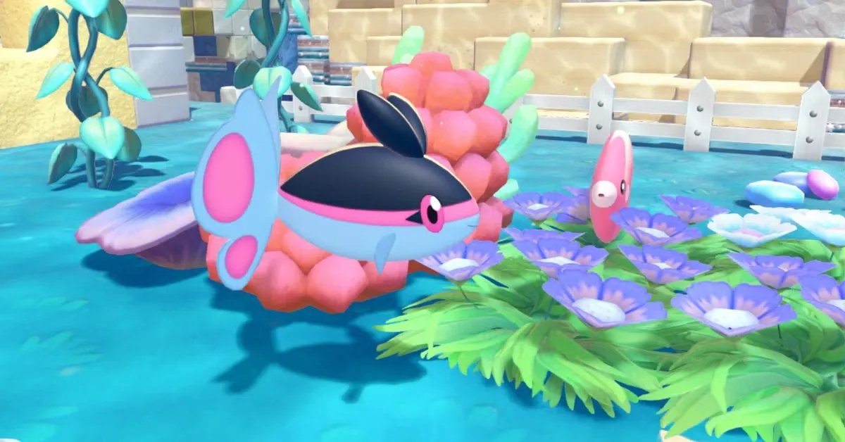 Análisis Cuenca Coralina (DLC Pokémon Pokopia) en Nintendo Switch 2 20 Finneon y Luvdisc como peces en el agua