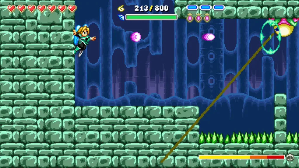Análisis Aggelos 2 en Nintendo Switch 11 Análisis de Aggelos 2 en Nintendo Switch - enganchar en pared