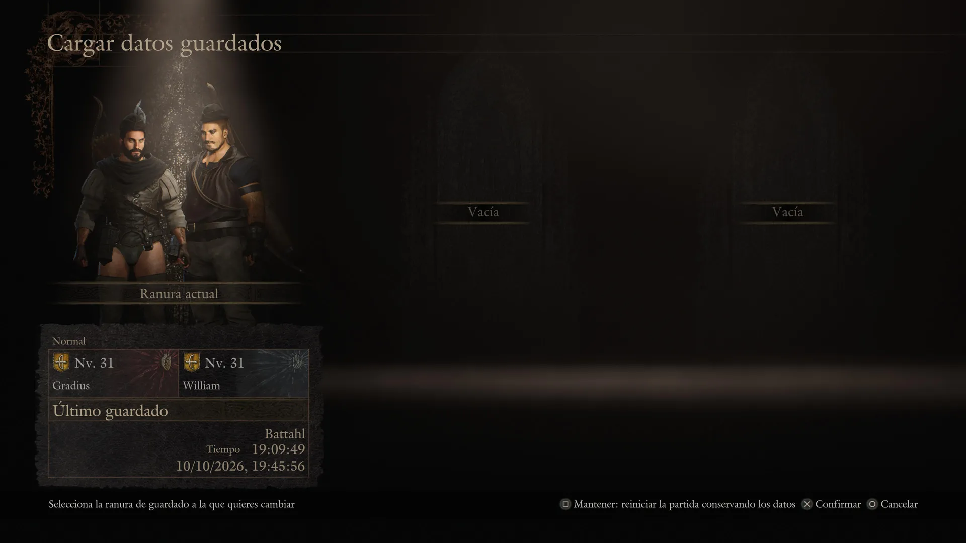 Análisis Dragon´s Dogma 2 Dark Arisen en PS5 13 Análisis paquete de expansión Dragon´s Dogma 2 - Dark Arisen en Playstation 5 - ranura guardado